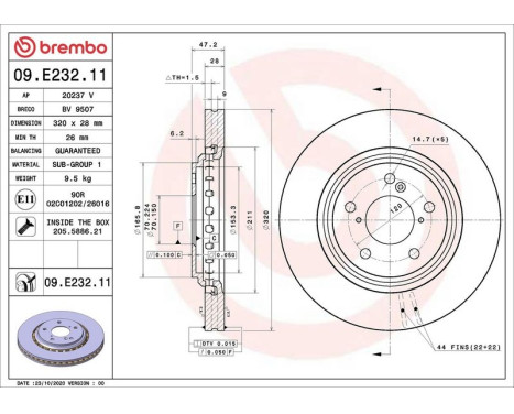 Bromsskiva COATED DISC LINE 09.E232.11 Brembo