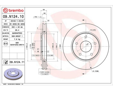 Bromsskiva COATED DISC LINE 09.N124.11 Brembo, bild 3