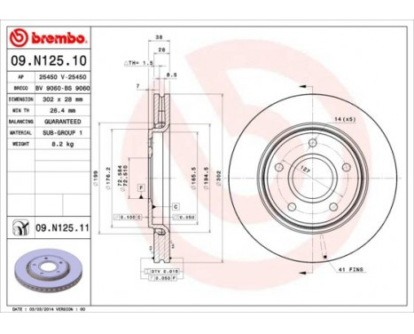 Bromsskiva COATED DISC LINE 09.N125.11 Brembo, bild 2