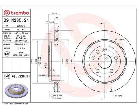 Bromsskiva COATED DISC LINE 09.N235.21 Brembo, bild 2