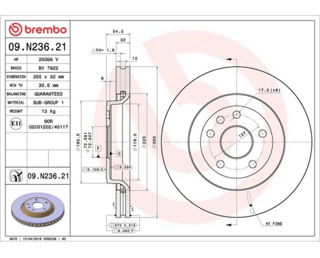 Bromsskiva COATED DISC LINE 09.N236.21 Brembo, bild 2