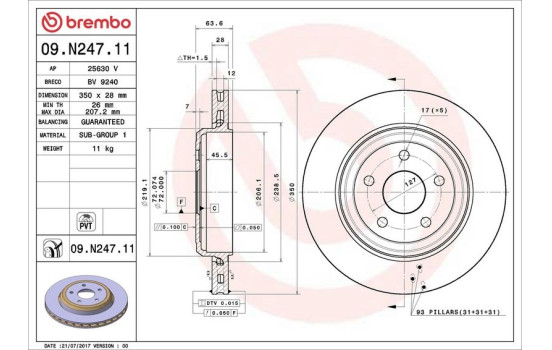 Bromsskiva COATED DISC LINE 09.N247.11 Brembo