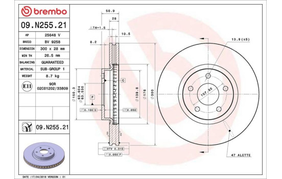 Bromsskiva COATED DISC LINE 09.N255.21 Brembo, bild 2