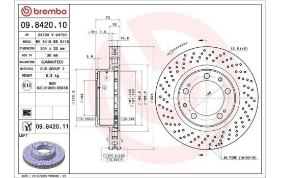 Bromsskiva COATED DISC LINE 09842011 Brembo, bild 2