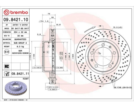 Bromsskiva COATED DISC LINE 09842111 Brembo, bild 3