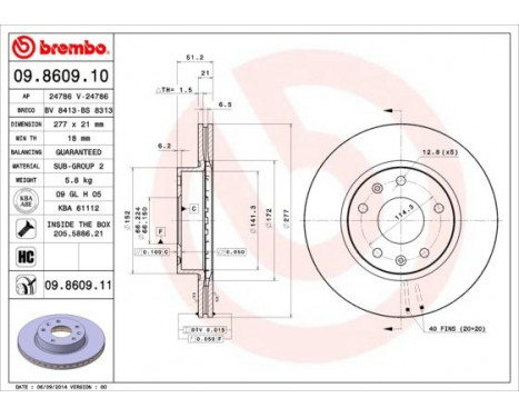 Bromsskiva COATED DISC LINE 09860911 Brembo, bild 2