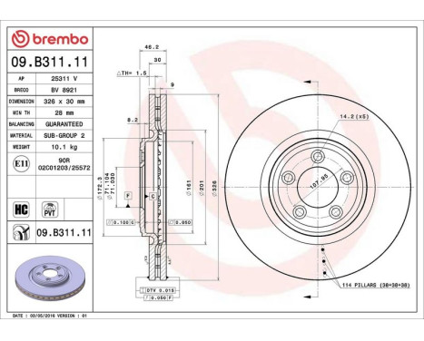 Bromsskiva COATED DISC LINE 09B31111 Brembo, bild 3