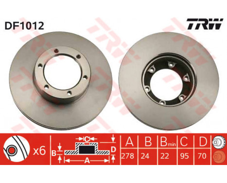 Bromsskiva DF1012 TRW