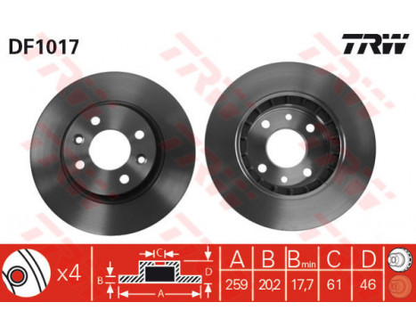 Bromsskiva DF1017 TRW