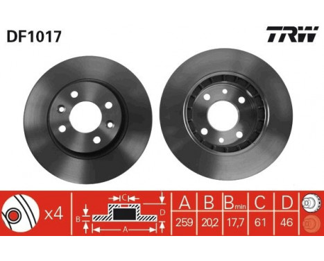 Bromsskiva DF1017 TRW, bild 2