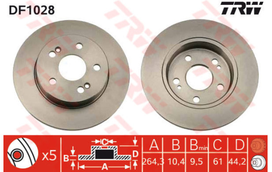 Bromsskiva DF1028 TRW