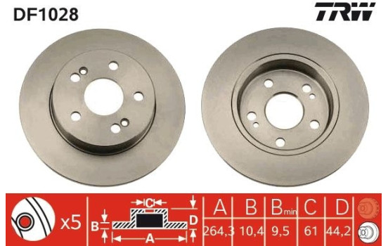 Bromsskiva DF1028 TRW, bild 2