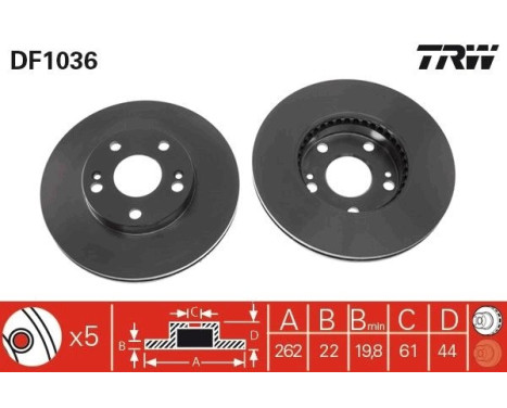Bromsskiva DF1036 TRW, bild 2