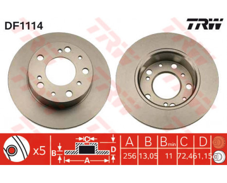 Bromsskiva DF1114 TRW