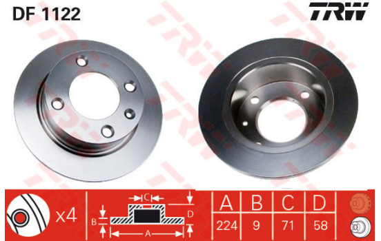 Bromsskiva DF1122 TRW
