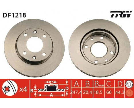 Bromsskiva DF1218 TRW, bild 2