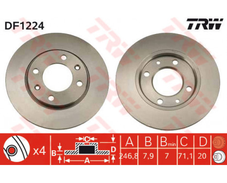 Bromsskiva DF1224 TRW