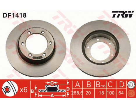 Bromsskiva DF1418 TRW