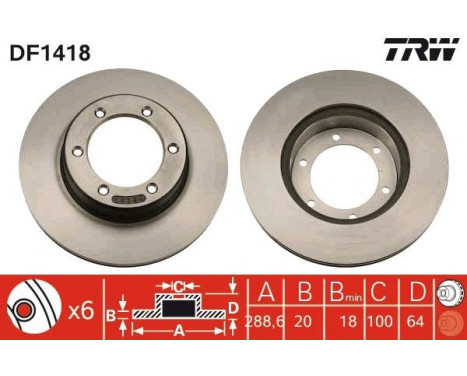 Bromsskiva DF1418 TRW, bild 2