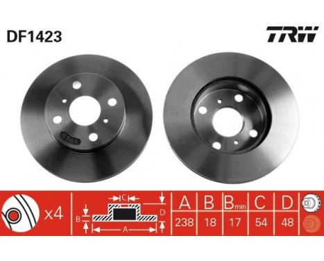 Bromsskiva DF1423 TRW, bild 2