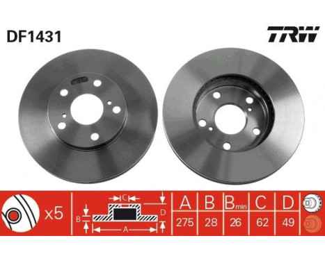 Bromsskiva DF1431 TRW, bild 2