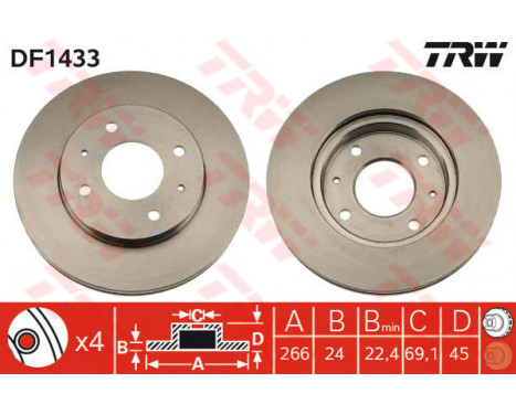 Bromsskiva DF1433 TRW