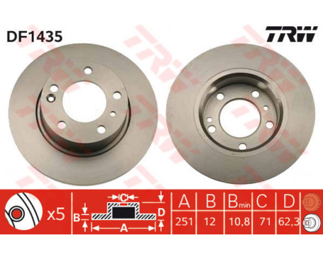 Bromsskiva DF1435 TRW