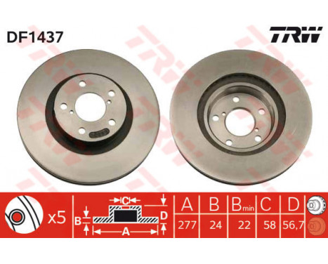 Bromsskiva DF1437 TRW