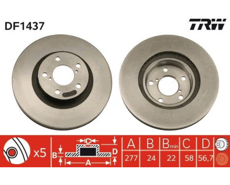 Bromsskiva DF1437 TRW, bild 2