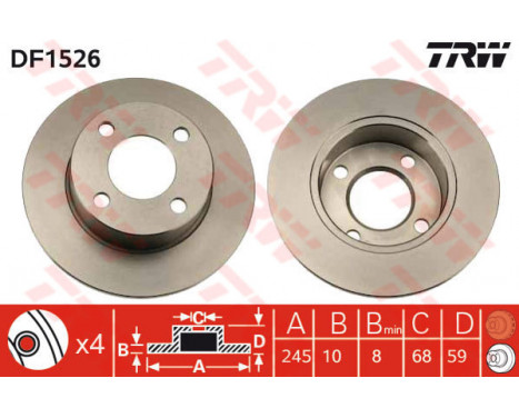 Bromsskiva DF1526 TRW