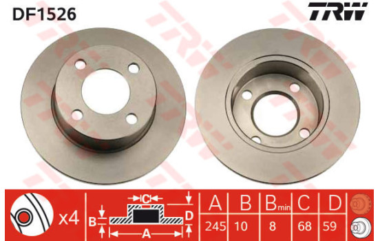 Bromsskiva DF1526 TRW