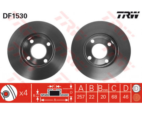 Bromsskiva DF1530 TRW