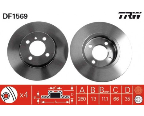 Bromsskiva DF1569 TRW