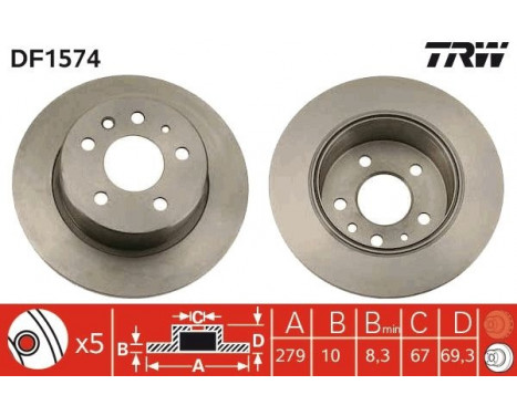 Bromsskiva DF1574 TRW