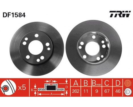 Bromsskiva DF1584 TRW, bild 2