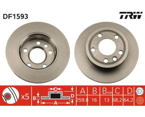 Bromsskiva DF1593 TRW, bild 2