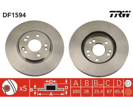 Bromsskiva DF1594 TRW, bild 2