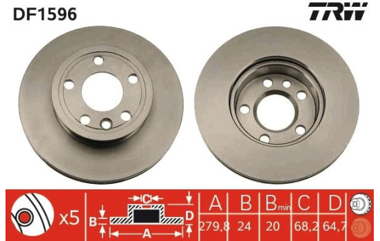 Bromsskiva DF1596 TRW