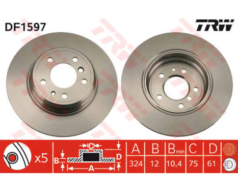 Bromsskiva DF1597 TRW