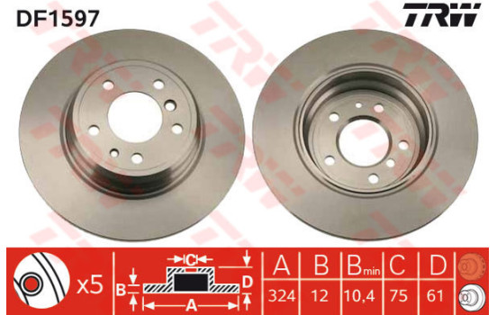 Bromsskiva DF1597 TRW
