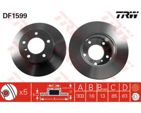 Bromsskiva DF1599 TRW