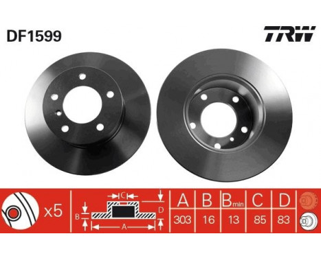 Bromsskiva DF1599 TRW, bild 2