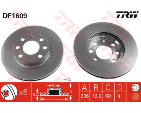 Bromsskiva DF1609 TRW