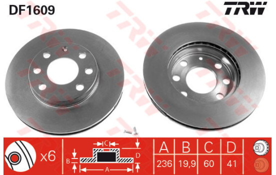 Bromsskiva DF1609 TRW