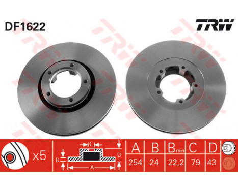 Bromsskiva DF1622 TRW