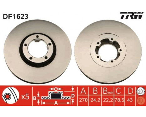 Bromsskiva DF1623 TRW