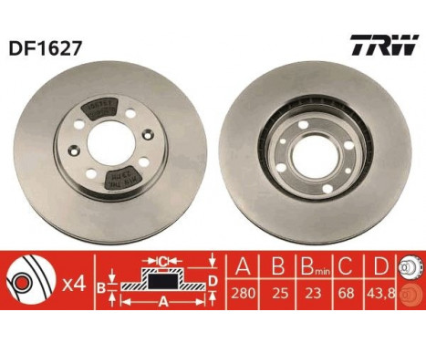Bromsskiva DF1627 TRW, bild 2