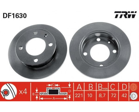 Bromsskiva DF1630 TRW, bild 2