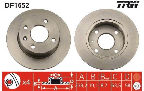 Bromsskiva DF1652 TRW, bild 2