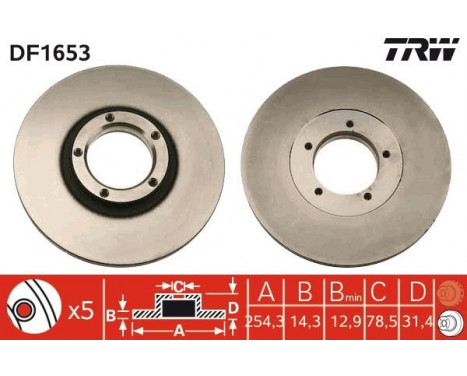 Bromsskiva DF1653 TRW